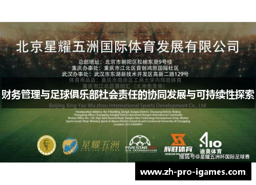 财务管理与足球俱乐部社会责任的协同发展与可持续性探索 财务管理与足球俱乐部社会责任的协同发展与可持续性探索